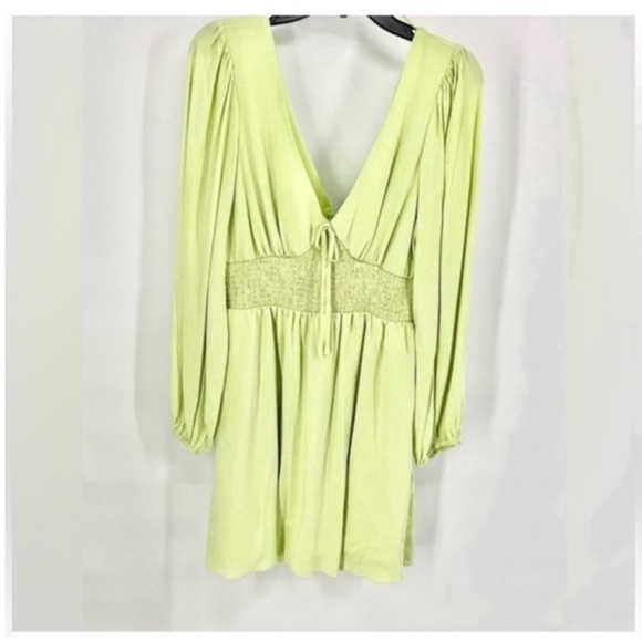 Copper Key Dresses & Skirts - NWT Copper Key Chartreuse Lime V Neck Long Sleeve Boho Chic Above Knee Dress L